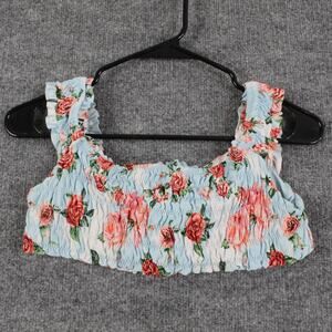 Agua Bendita Top Medium Swim Celia Cotton Candy Floral Ruffle Beach Pool Resort
